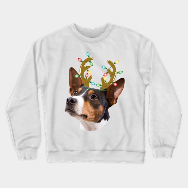 Rat Terrier Reindeer Christmas Dog Crewneck Sweatshirt by Skylane